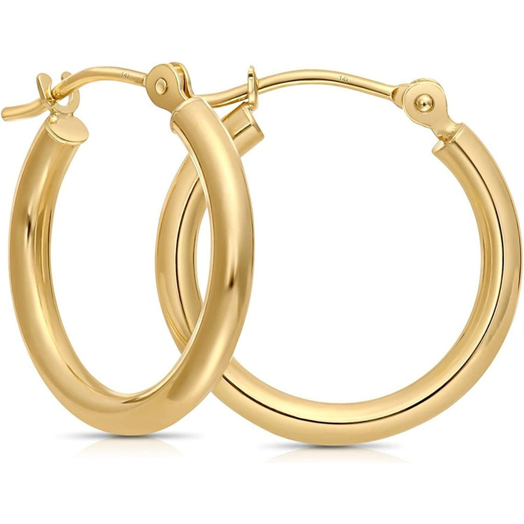 Real 14k Gold 1/2 Inch Hoop Earrings for Women, Lightweight Small Gold Hoops Earrings (0.5" Diameter)
