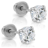 14k White Gold Made with SWAROVSKI Cubic Zirconia Solitaire Screw-backs Stud Earrings