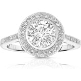 925 Sterling Silver Cubic Zirconia CZ Round Halo Ring