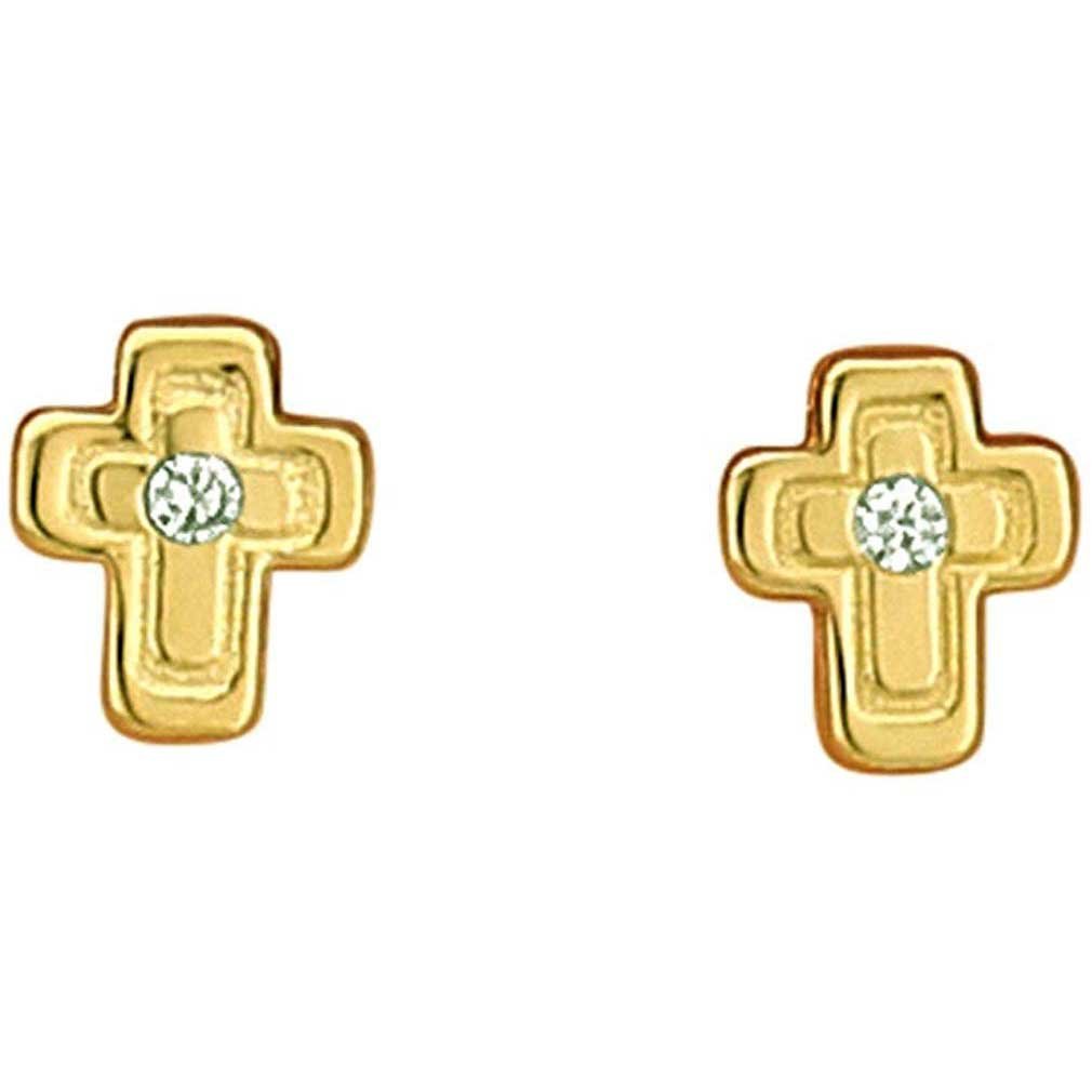 14K Yellow Gold Small Mini Cross Stud or Cartilage Multi-piercing Earrings
