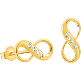 14k Yellow Gold Infinity Stud Earrings with Cubic Zirconia