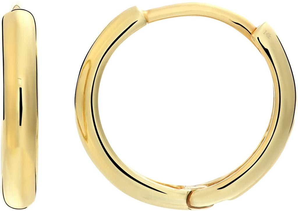 Classic 14k Yellow Gold Flat Huggie Hoop Earrings Classic 14k Yellow Gold Flat Huggie Hoop Earrings