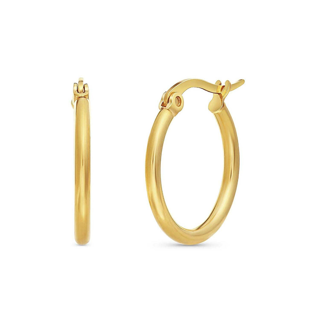 22mm Gold-Tone Stainless Steel Hoop Earrings (0.87 Inch Diameter)