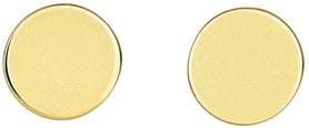 14K Solid Yellow Gold Round Disk Minimalist Dainty Stud Earrings