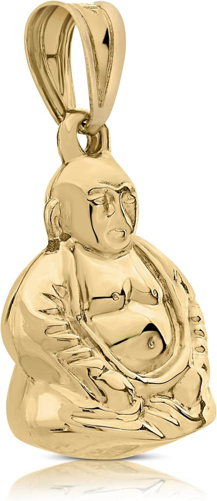 Art and Molly Real 14K Yellow Gold Polished Buddha 14mm x 11mm Puff Pendant
