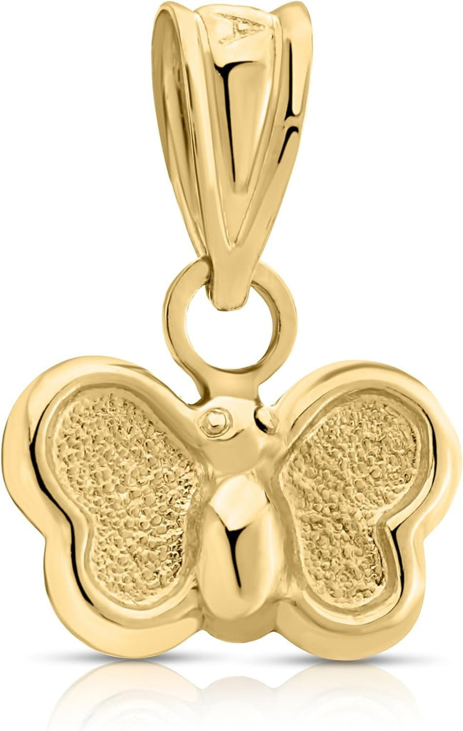 Art and Molly Real 14K Yellow Gold Dainty Tiny Butterfly Pendant