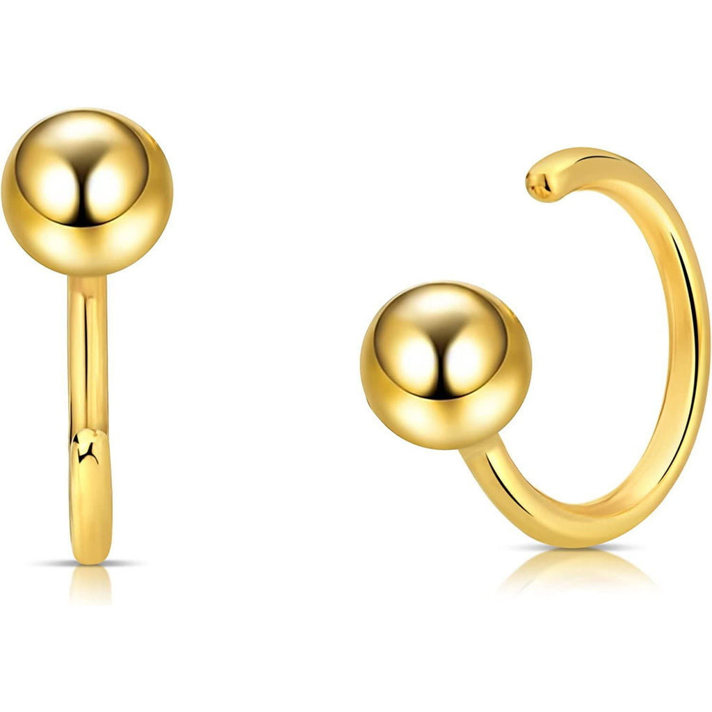 14k Yellow Gold Huggie Half Hoop Earrings Minimalist Tiny Cartilage Earring- High Polished Hug Hoop Earrings for Women