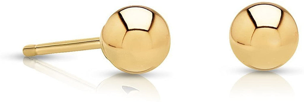 14k Yellow Gold Ball Stud Earrings with Friction Backs