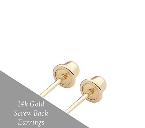 Earring Back (D1) Wide Disc Screw Back - 14K Rose Gold