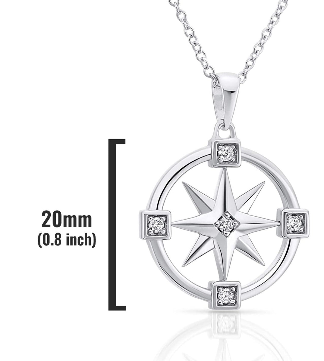 925 Solid Sterling Silver Compass Rose Necklace Gift for Her, On your ...