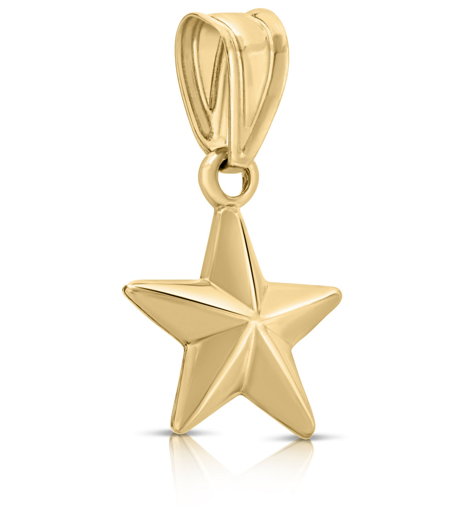 Art and Molly Real 14K Yellow Gold Small Puff Star Celestial Pendant