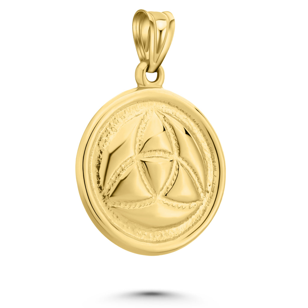 Art and Molly Real 14K Yellow Gold Celtic Knot Triquetra Trinity Pendant