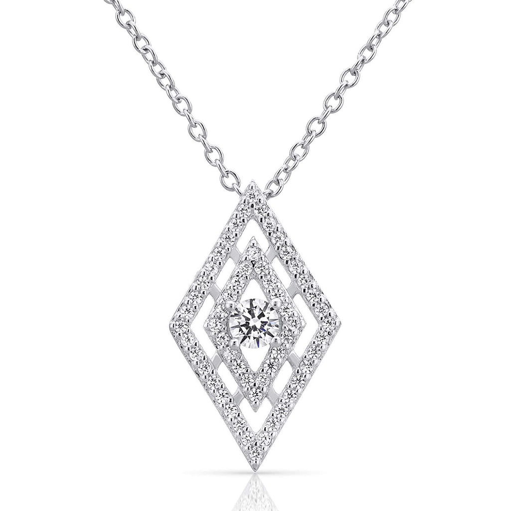 Art and Molly Sterling Silver Cubic Zirconia Geometric Necklace, 18"