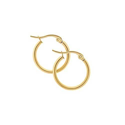 Gold-Tone Stainless Steel Hoop Earrings (0.75 Inch Diameter)