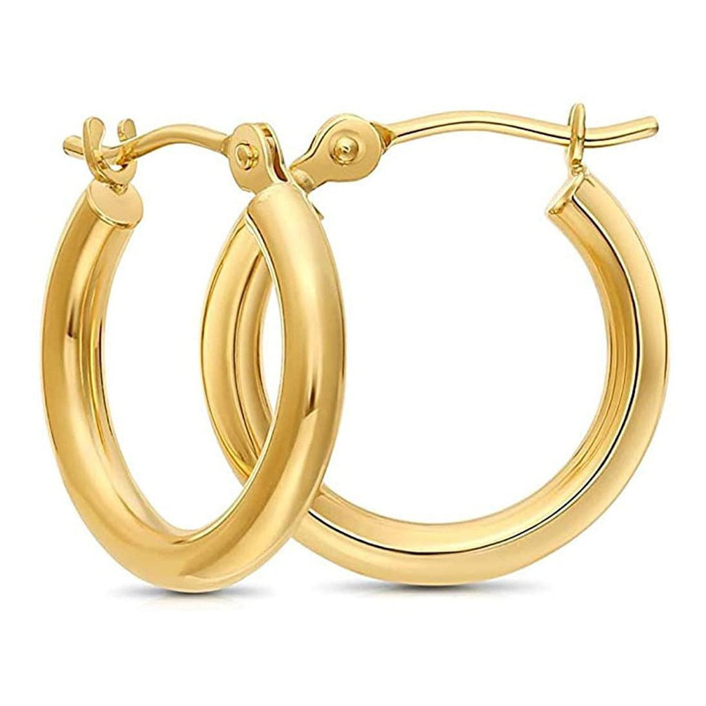 Super Tiny 14k Yellow Gold Extra Small Hoop Earrings with Snap Lock Latch, 10mm