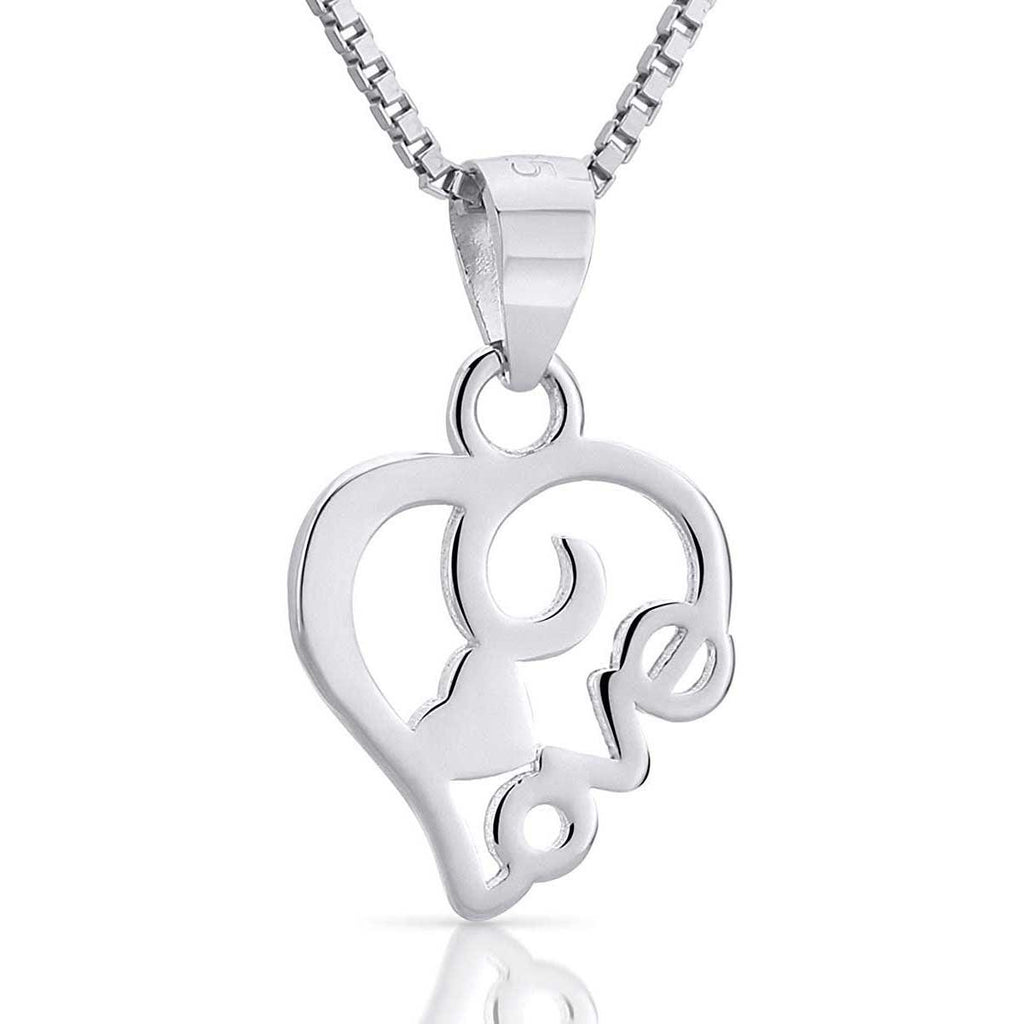Art and Molly Sterling Silver Polished Heart Love Necklace, 18"