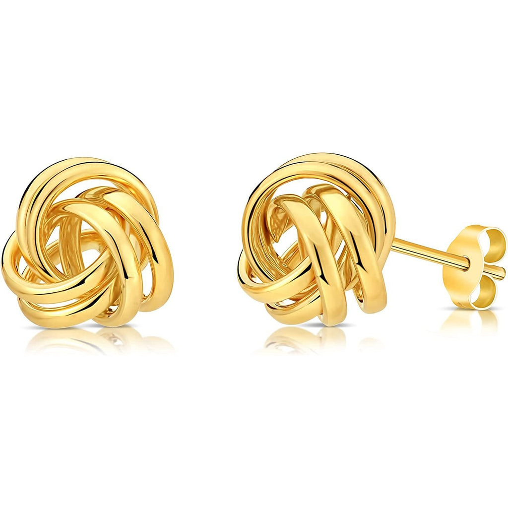 Real Solid 14K Yellow Gold Love Knot Studs