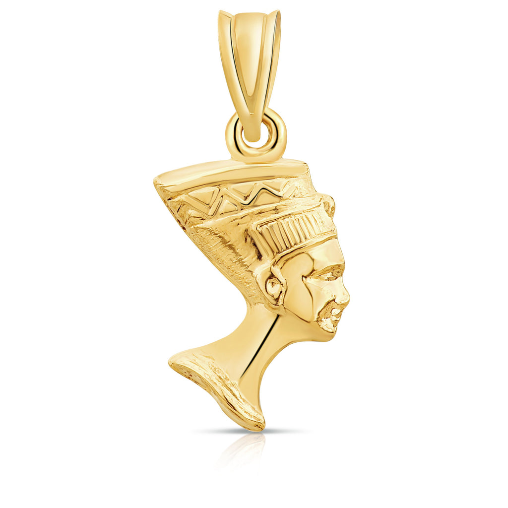 Art and Molly Real 14K Yellow Gold Queen Nefertiti 3D Pendant