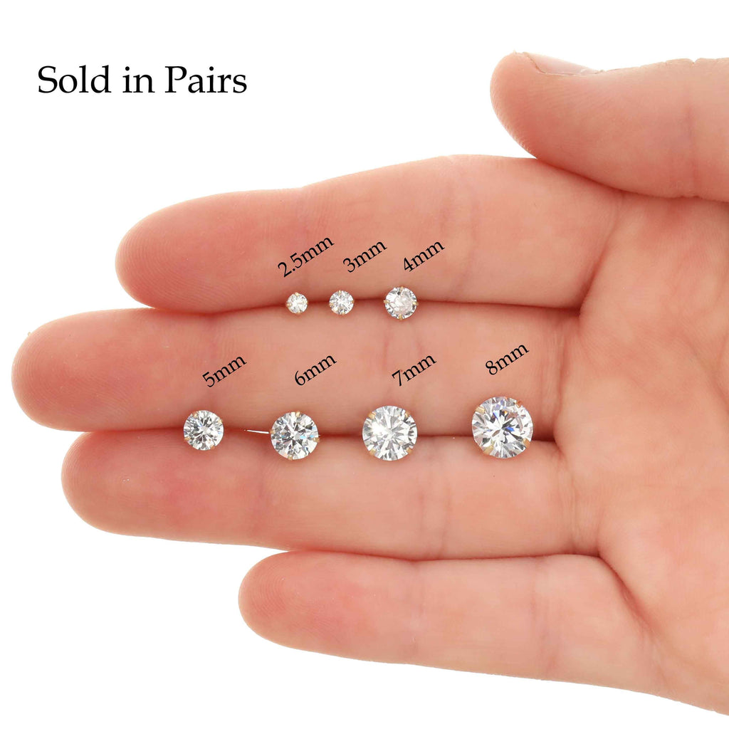 Solid 14k Gold Solitaire sale cz Huggies Earrings