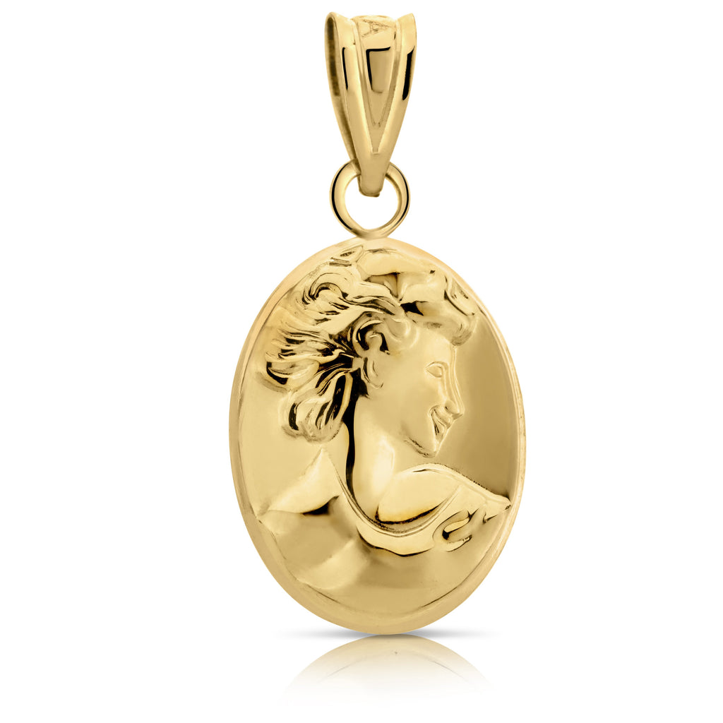 Art and Molly Real 14K Yellow Gold Cameo Pendant