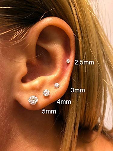14k White Gold Made with SWAROVSKI Cubic Zirconia Solitaire Screw-backs Stud Earrings
