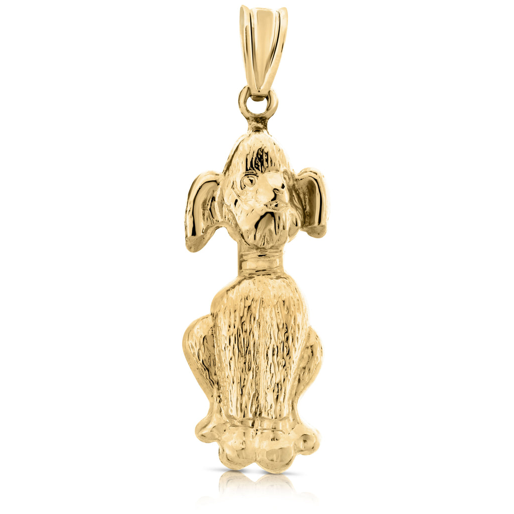 Art and Molly Real 14K Yellow Gold Poodle Dog Charm Pendant