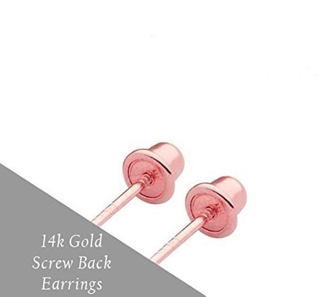 14K Gold Silicone Mushroom Screw Backs for Post Earrings, Pair (Set of 
